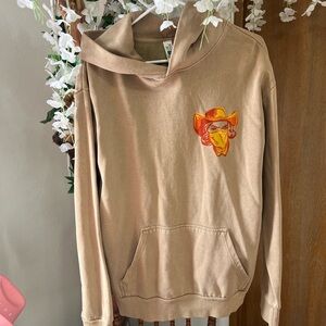 Tan Hoodie with Cowboy Graphic